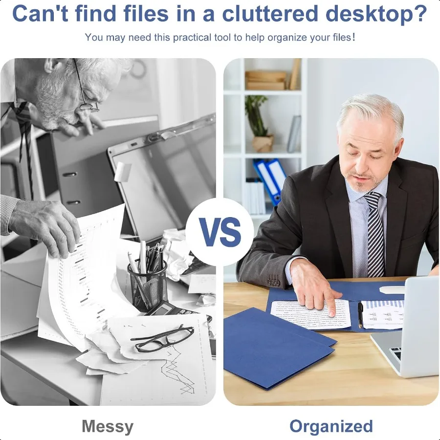 50 حزمة من مجلدات الجيب حجم الحروف السائبة مجلد ملفات الورق 8.5 × 11 بوصة ورق محكم مع فتحة بطاقة Busin للمدرسة Gr