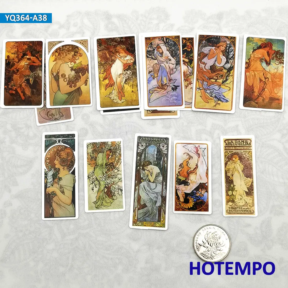 10/38개, 무차 스타일 스티커 세트, 아르누보 레트로 소녀 포스터 그래피티, 노트북 자동차 전화기 스크랩북용, 재미있는 스티커 팩