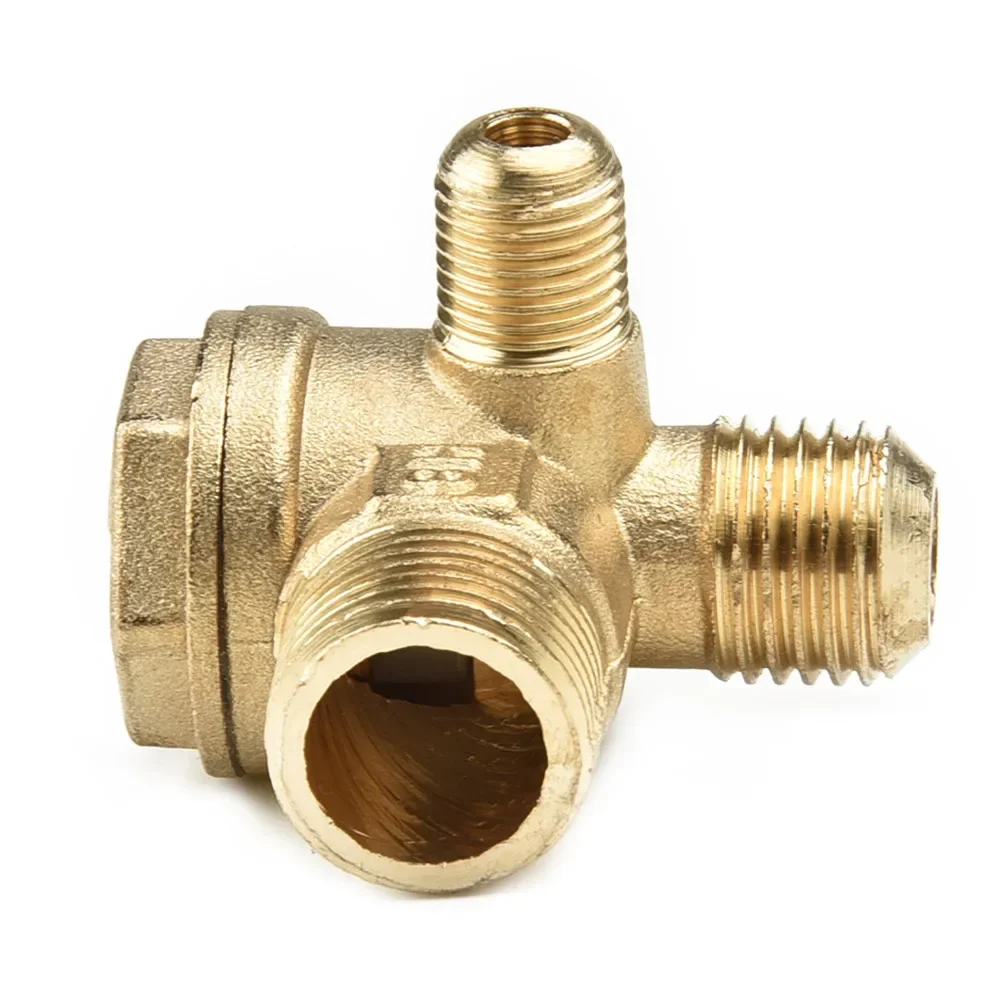 3 Port Check Valve Brass Male Thread Air Compressor Check Valves Air Pump Cut-Off Valve Connector Tool 10*14*16mm
