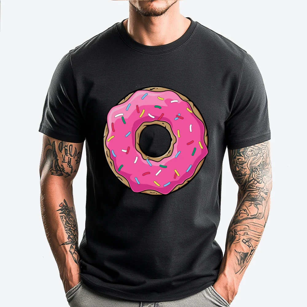 

Pink Donut With Sprinkles Sweater Doughnut Sweets Pastries Mens Clothing Men's T-Shirts Cool Fashion Tops