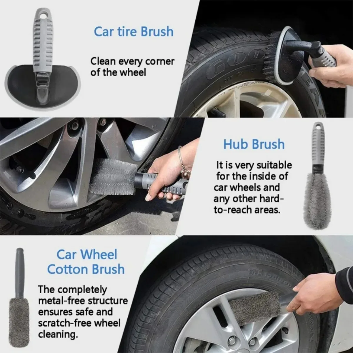 6/9/12Pcs Auto Detailing Kit Wax Applicator Microfiber Towels Tire Brush Car Wash Sponge Uses For Car Cleaning Products