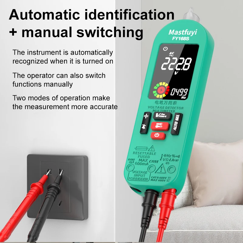 Imagem -04 - Tela Grande Carregamento Multímetro True Rms ac dc Voltímetro Atual Alcance Automático Resistência Capacitância Ncv Tester Mastfuyi-fy168s