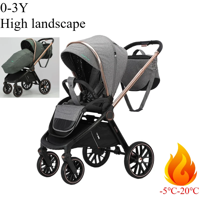 

High Landscape Foldable Baby Trolley Two-way Walking Artifact Pram
