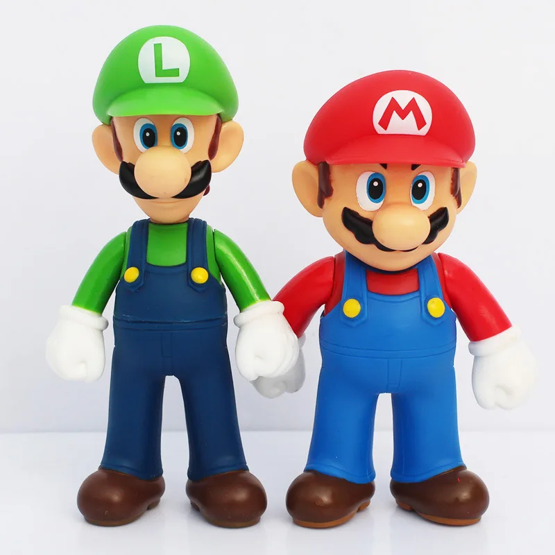 Super Mario Luigi Peach Bowser Yoshi Wario Action Figure Anime Model Toys Cartoon Doll Birthday Gift for Children Kids