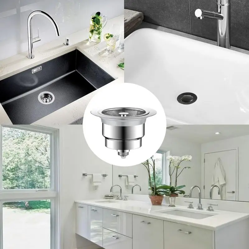 Stainless Steel Sink Filter Drain Strainer Anti-Clogging Garbage Disposal Plug Hair Stopper Wash Basin Filter For Kitchen