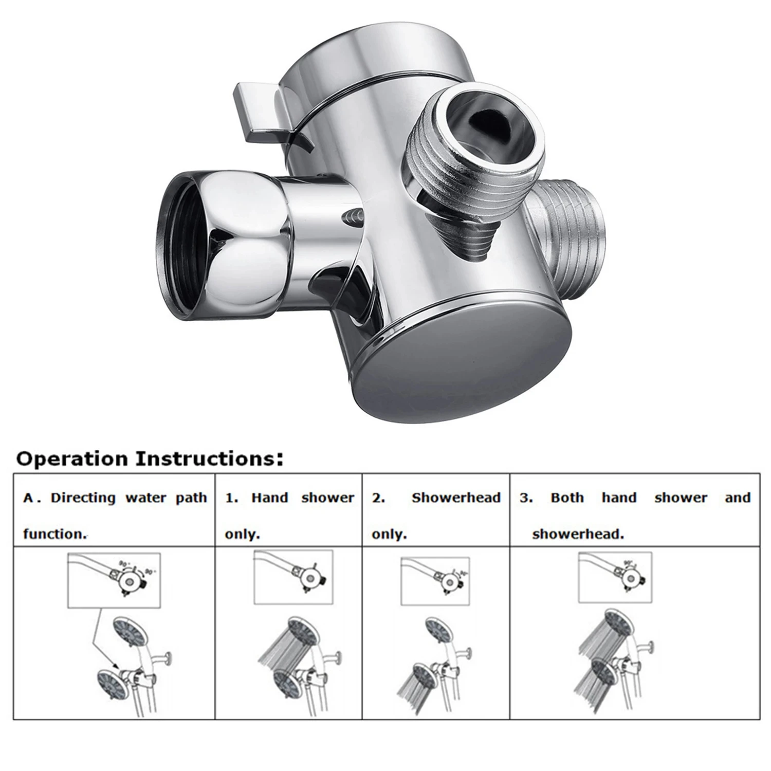 Multifunction 3 Way Shower Head Diverter Valve G1/2 Three Function Switch Adapter Connector T-adapter For Toilet Bidet Shower