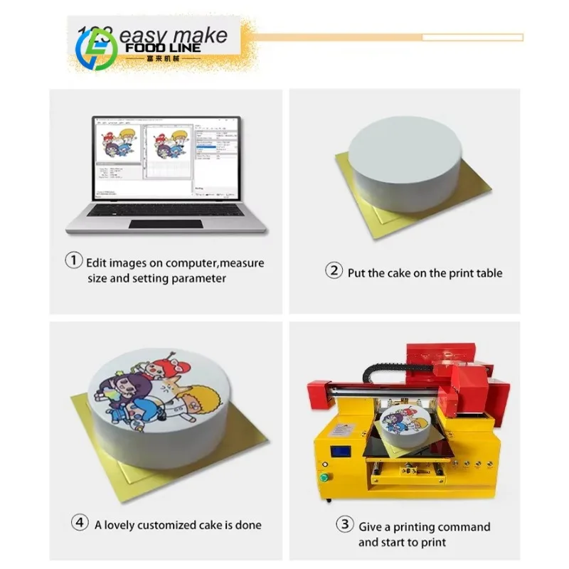 A4 Edible Ink Food Printer, Precision Printing Machine For Cake Macaron Cookie Chocolate, Commercial Bakery Tool Customized