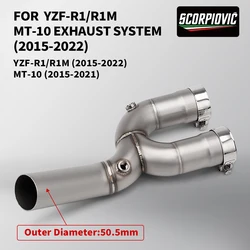 For YZF R1 MT10 MT 10 2015-2022 Years Escape Moto Slip-On Motorcycle Exhaust Bike Racing Elbow Middle Link Pipe Motorbike