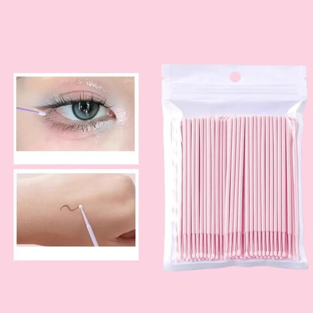 Micro escovas cotonete de algodão, aplicador descartável para extensão de cílios, escovas para limpeza dos olhos, ferramentas de maquiagem, cola b9r7