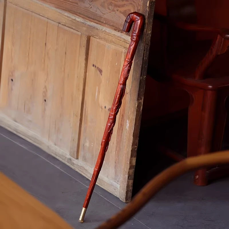Contentment old man crutches, Indian leaflet purple retro Chinese style wood mahogany solid wood