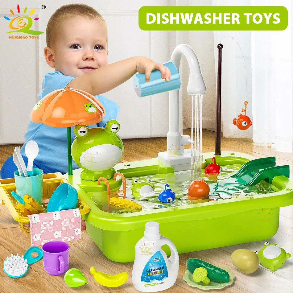 Baby Kitchen Toy Plastic Dish Wash Sink Electric Dishwasher Playing Pretend Role Play Housework Early Educational Toys For Child