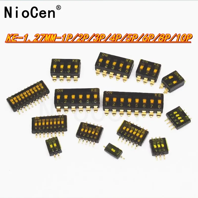 

（1pcs）SMD Dial code switch 1.27mm feet pitch coding switch black 1.27 IC type patch thin KE-1P /2P /3P /4P /5P /6P /8P /10P