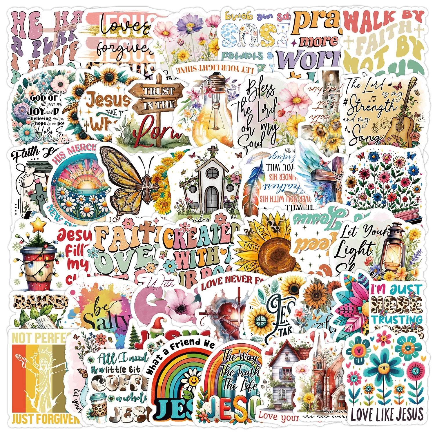

10/50pcs Cute Jesus Bible Motivational Phrases Cartoon Stickers Inspirational Quotes Decals Laptop Scrapbook Phone Diary Sticker