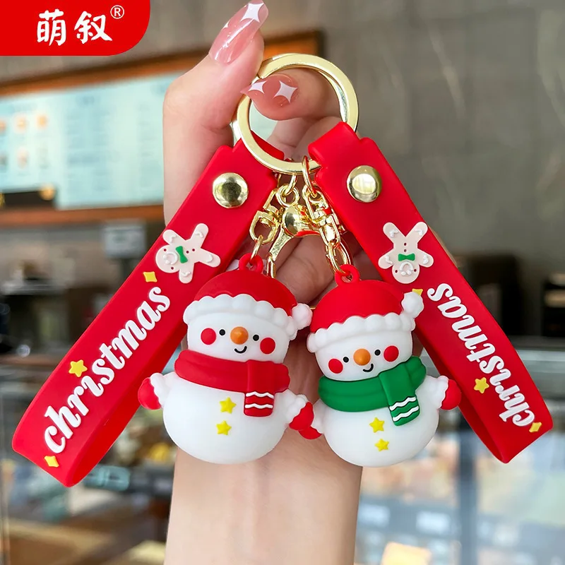 Cartoon Cute Christmas Snowman Keychain Santa Claus Gingerbread Man Pendant Backpack Car Key Chain Festival Gifts Wholesale