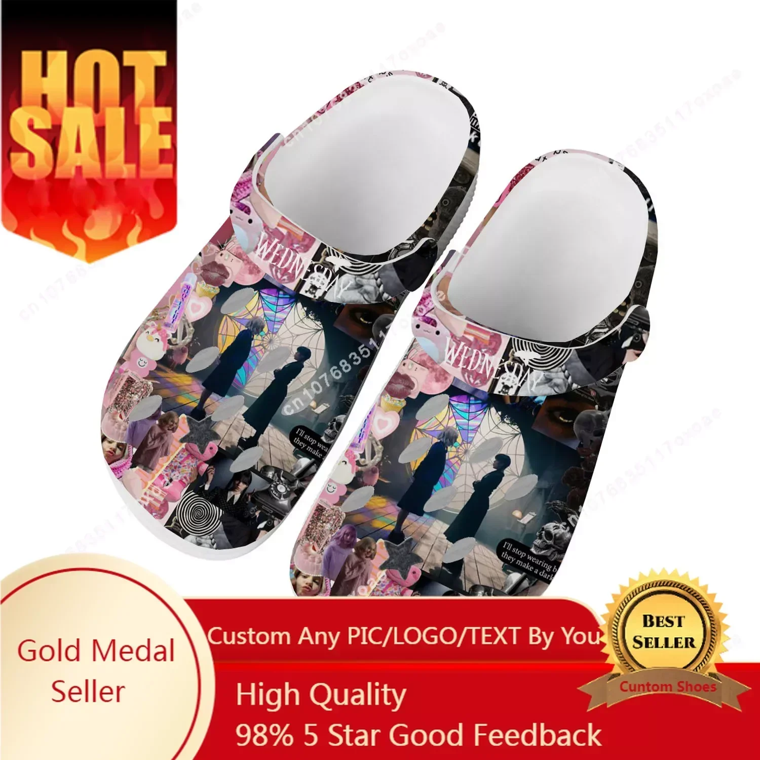 

Wednesday Addams Home Clog Mens Women Youth Boy Girl Sandals Shoes Garden Custom Made Breathable Shoe Beach Hole Slippers White