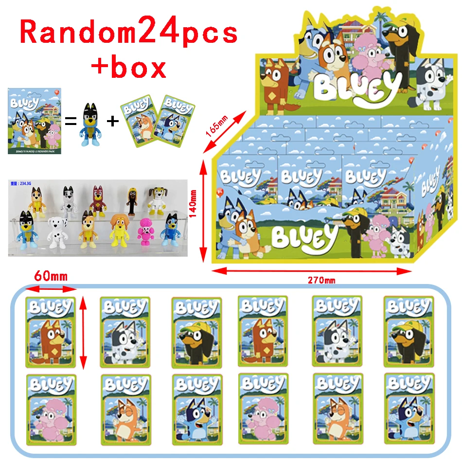 Figuras de Ação Bluey Anime Bingo Heeler Christine Heeler 2-24 peças, Modelo em PVC, Ornamento de Mesa, Brinquedo Infantil, Presente de Férias, Em Estoque
