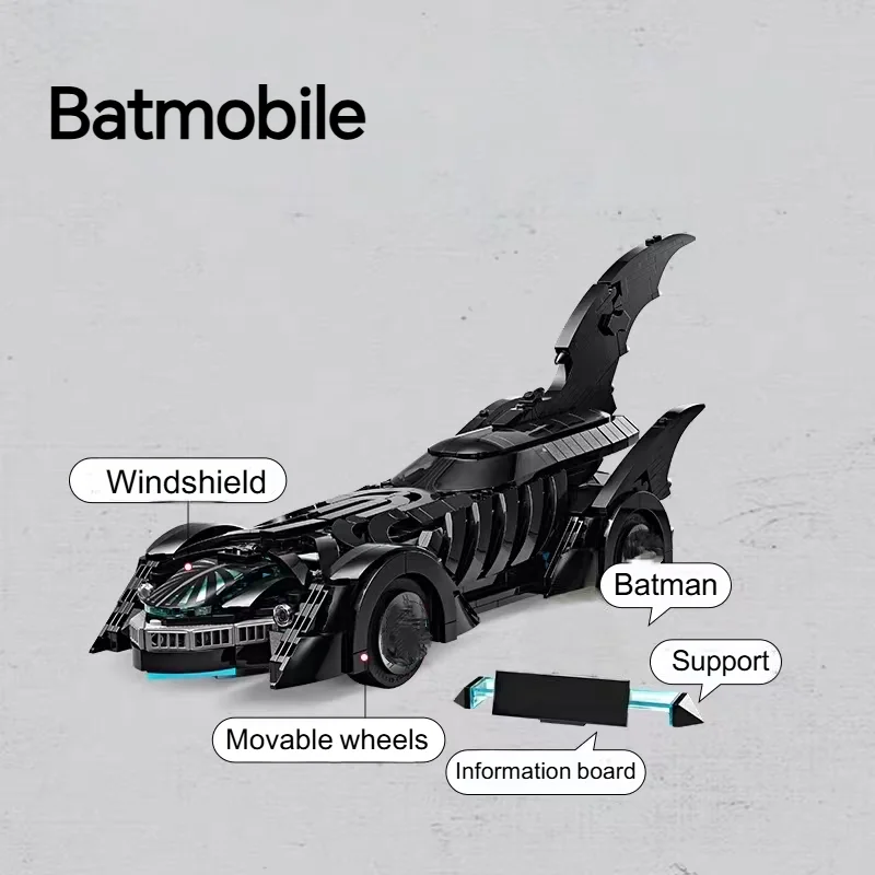 Hot Toys 909pcs Heroes Series Super Bat Forever Batmobile Supercar Building Blocks Puzzle Model Toy For Birthday Ornament Gifts view 4