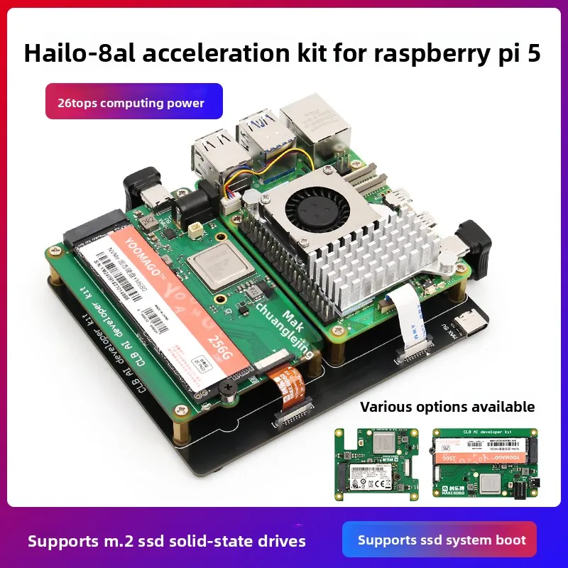 Raspberry Pi 5 Hailo-8 AI Accelerator HAT 26 TOPS Smart High Performance Industrial Edge Computing IoT Gateway Module