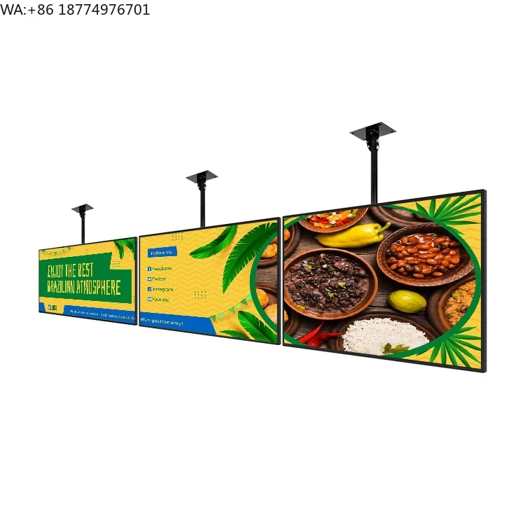 Ultra-Thin Rectangular TFT LCD Billboard for Milk Tea Shop Advertising Airport Hanging TV Lightbox Digital Poster