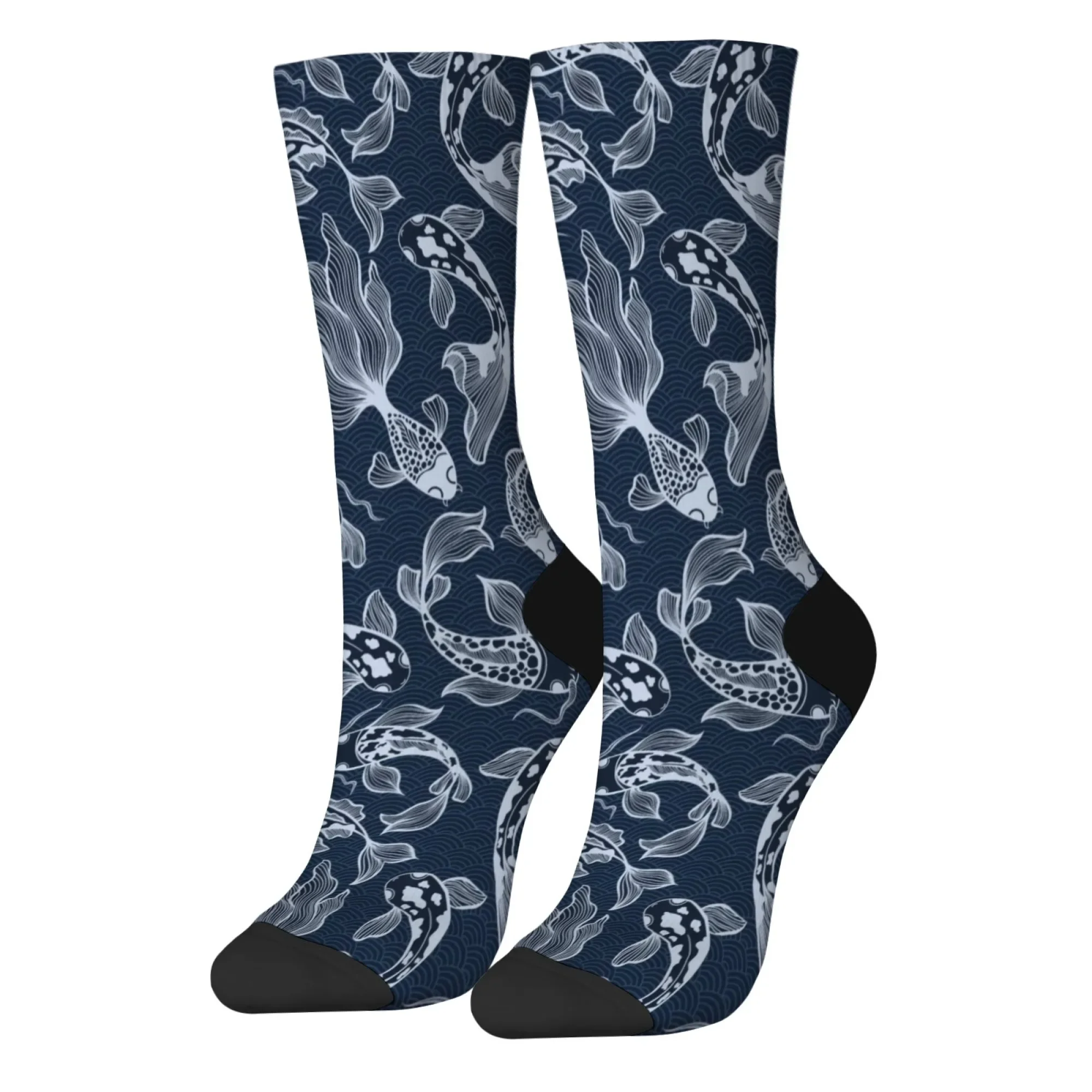 

Novelty Koi Fish Art Socks Unisex Casual Sports Comfortable Fashion Socks Retro Harajuku Style Printed Socks Happy Fun Gift