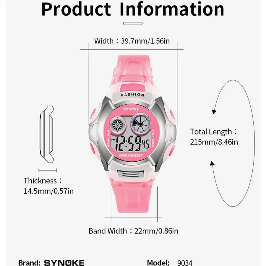 SYNOKE Student Electronic Watch Waterproof Sports Children Watch Glow Multi Function Digital Watch Seven Colors Light Gift