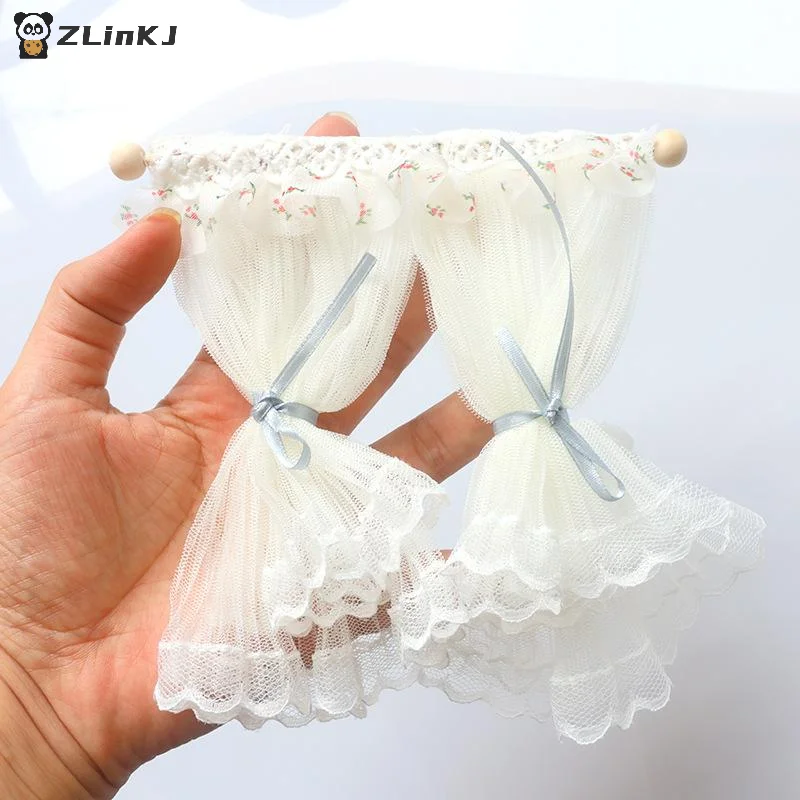 ▶ 1/12 ผ้าม่านลูกไม้สำหรับบ้านตุ๊กตา โมเดลบ้านตุ๊กตา ห้องนอน ห้องนั่งเล่น ของตกแต่งบ้านตุ๊กตา เฟอร์นิเจอร์บ้านตุ๊กตา อุปกรณ์เสริม ฉากจิ๋ว ของตกแต่ง