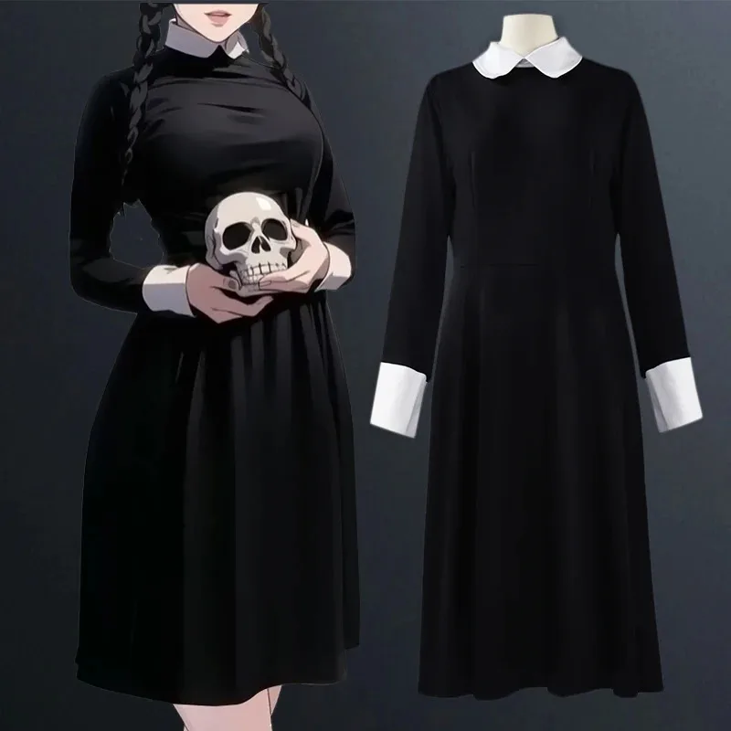 Coswear วันพุธ Adams ชุดสีดําคอสเพลย์เสื้อผ้าผู้ใหญ่ขนาด