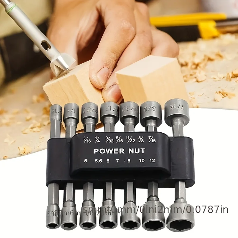 9pcs/14pcs Hexagonal Handle Impact Non-magnetic Socket Set Imperial Metric Internal Hexagonal Electric Wrench