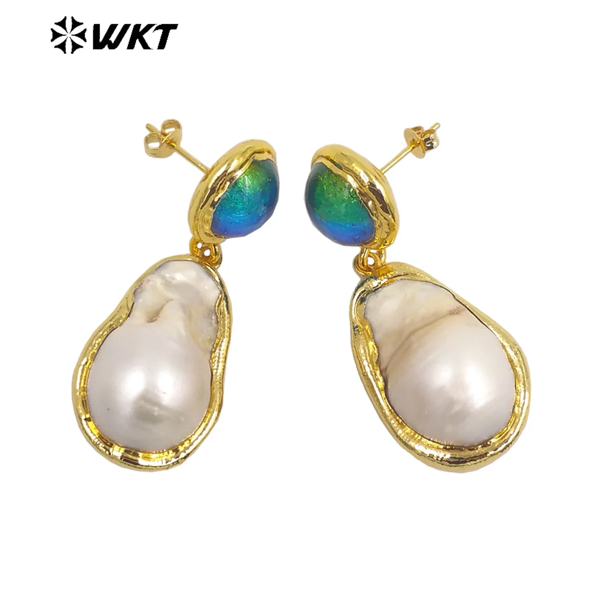 

WT-MPE097 WKT 2023 fashion style baroque pearl&colour glaze Earrings women beautiful gift earrings party jewelry accessory hot