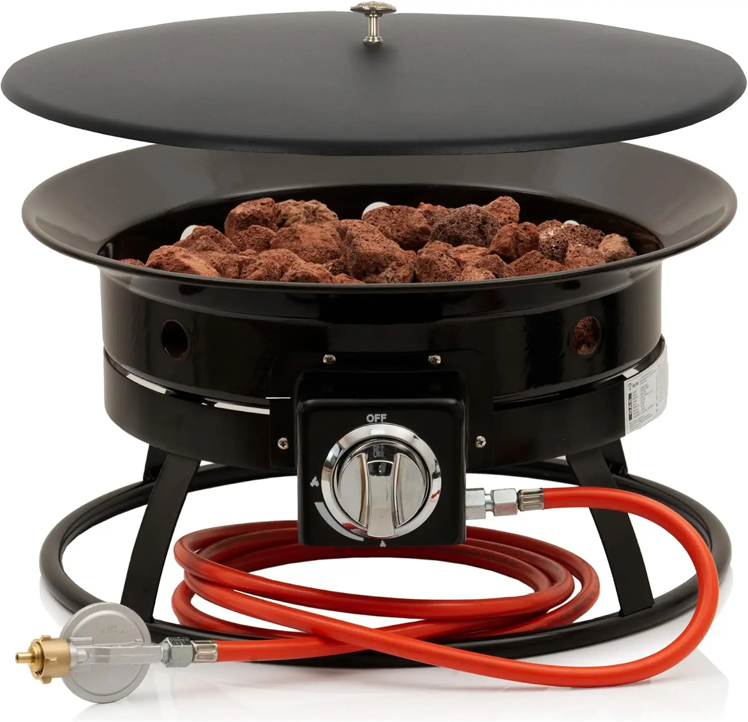 حفرة حريق غاز بأحجار الحمم البركانية، قطر 48 سم - 12 كيلو وات، حفرة نار خارجية، وعاء حريق للتخييم، حفرة حديقة محمولة #1