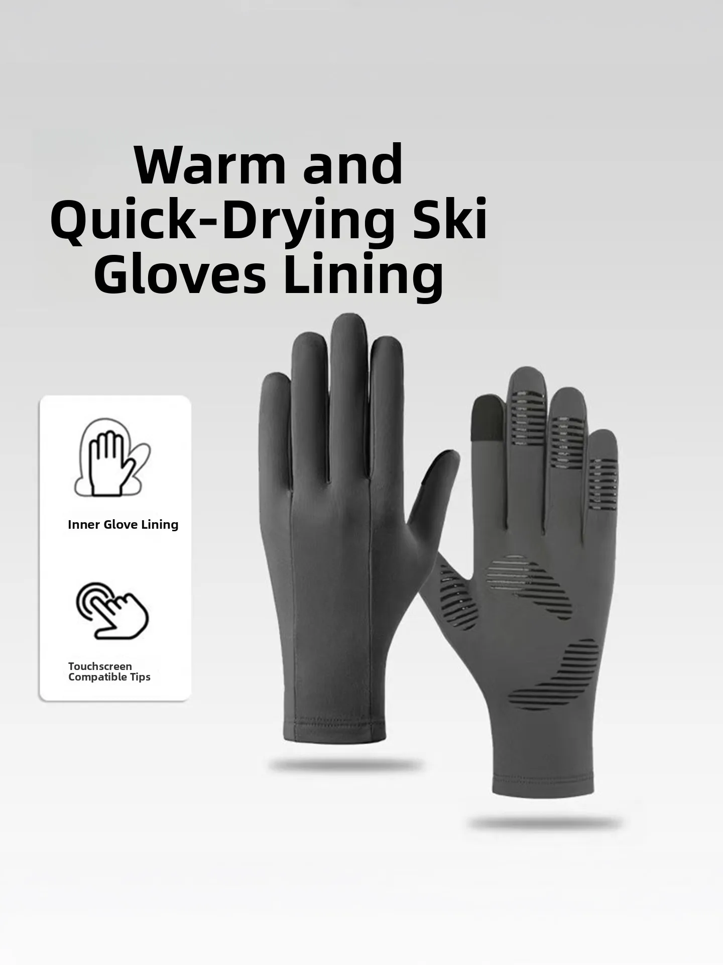 Touchscreen Skiing Glove Inner Thin Breathable Quick Dry Sweat Absorbent Outdoor Cold Proof Training Five Fingers Anti-slip