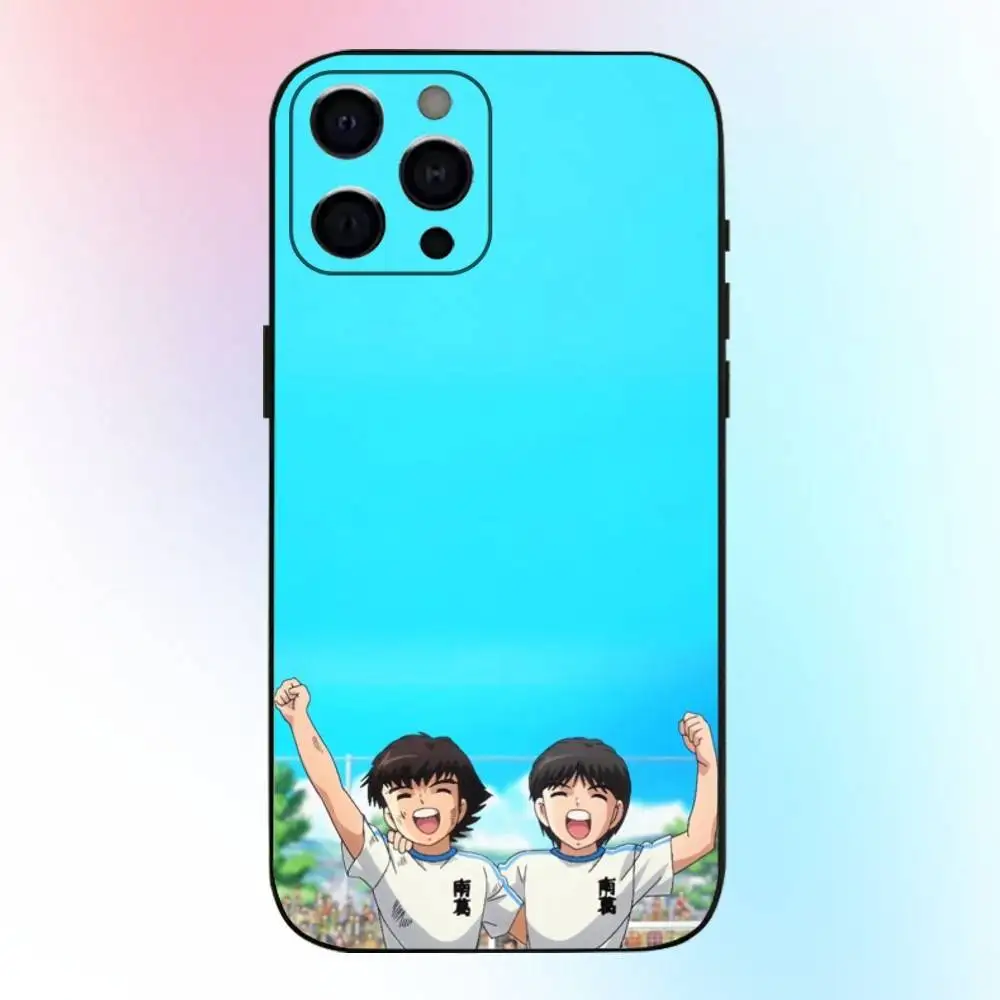 حافظة هاتف أنيمي C-captain T-tsubasa لهاتف iPhone17,16,15,14,13,12,11 Plus,Pro Max غطاء أسود ناعم #5