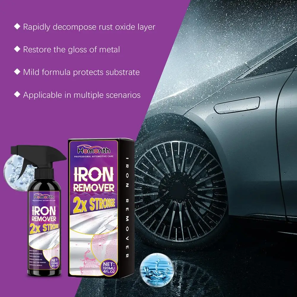 Car Rust Remover Spray Fast Acting Water Based Formula Safe for Iron Copper Aluminum Stainless Steel Anti Oxidation Protection