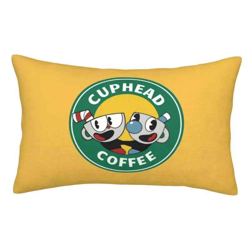 Custom Cuphead Mugman Luxury Throw Pillow Covers Play Gaming Cushions Cover for Bed Sofa Rectangle