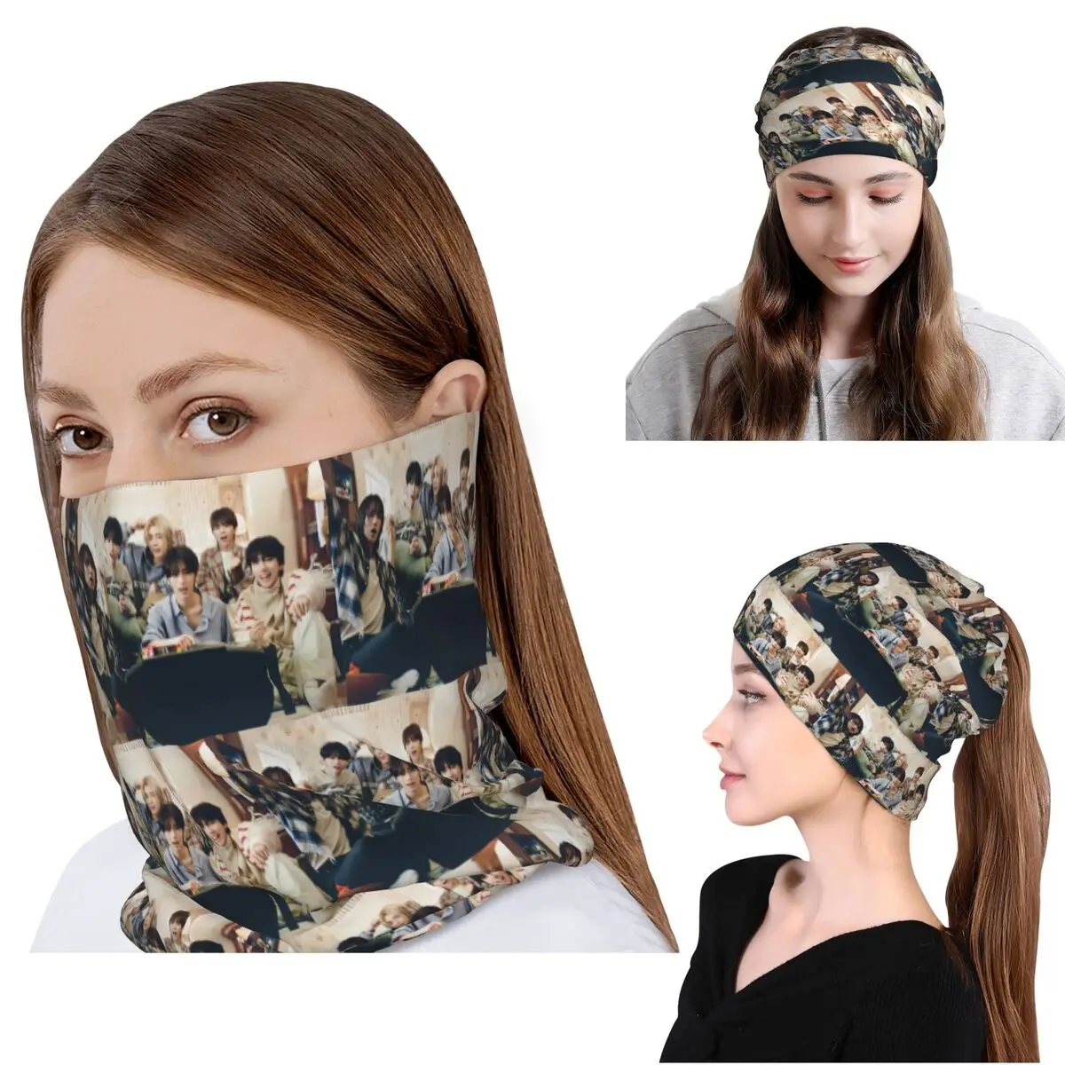 Boy Next Door KPOP Bandana Halstuch, Wickelschal, Mehrzweck-Sturmhaube, Mütze für Männer, Frauen, Erwachsene, waschbar
