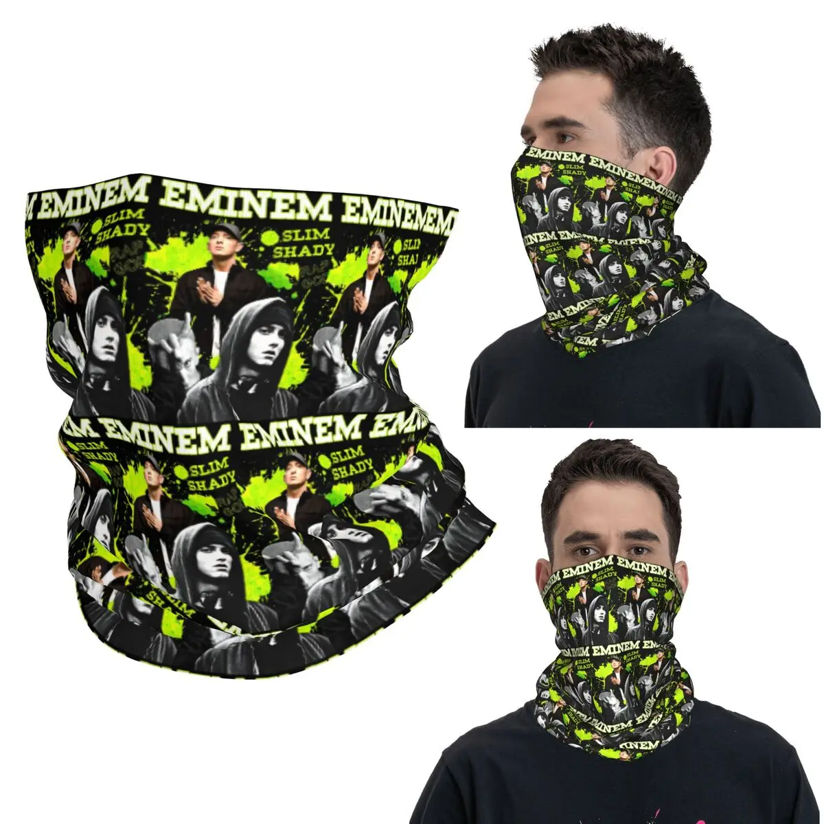 Eminems American Hip Hop Rapper Pop Music Bandana Cubierta para el cuello Máscara impresa Bufanda Diadema cálida Unisex Adulto