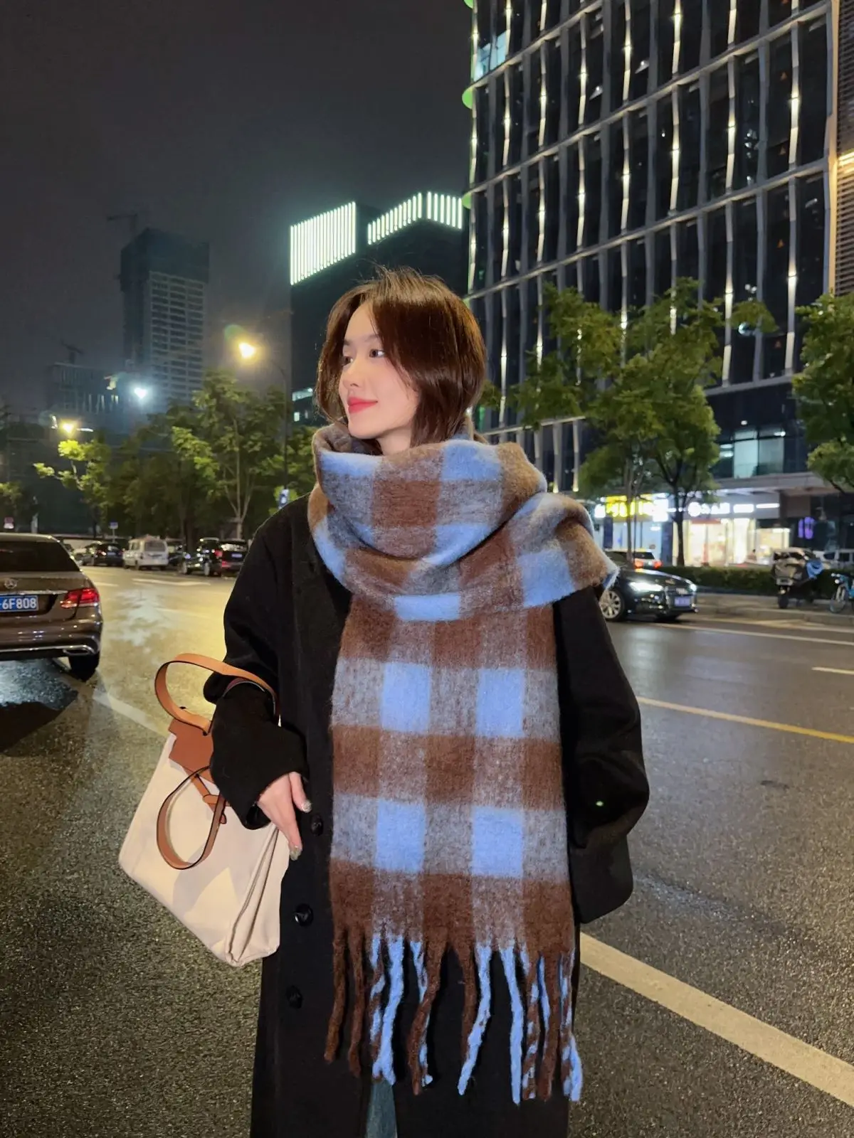 2024 New Thickened Warm Men and Women\'s Scarf Simple Wind Fashion Wild Plaid Imitation Cashmere Girl Student Windproof Scarves