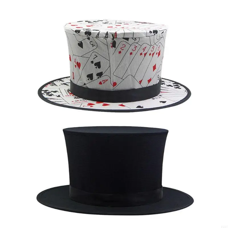 P31C DIY Novidade Preto Dobrável Top Hat Acessórios para Festa Chapéu Adereço Mágico Artificial