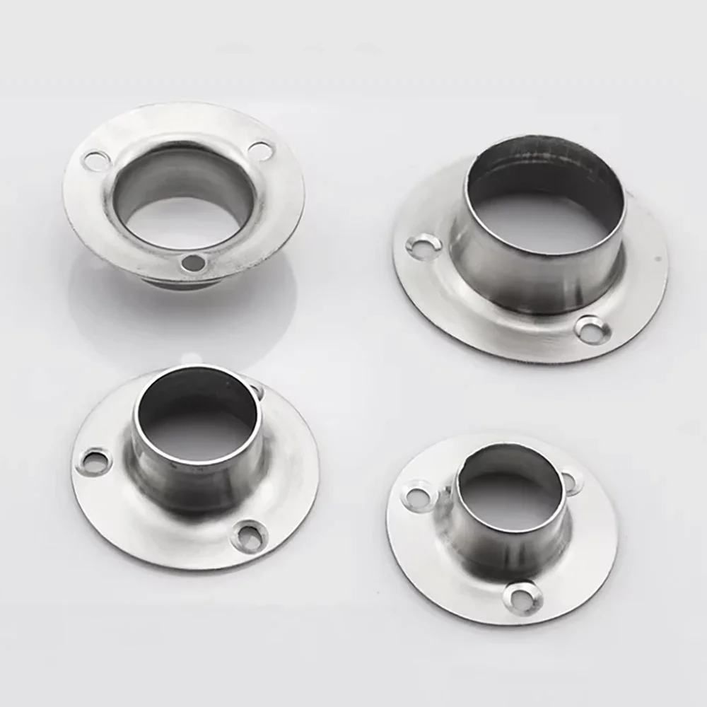 19-50MM Flange DIY Bracket Stainless Steel Flange Bracket Wardrobe Hanger Rod Fixing Accessories Buckle Seat Crossbar Hook