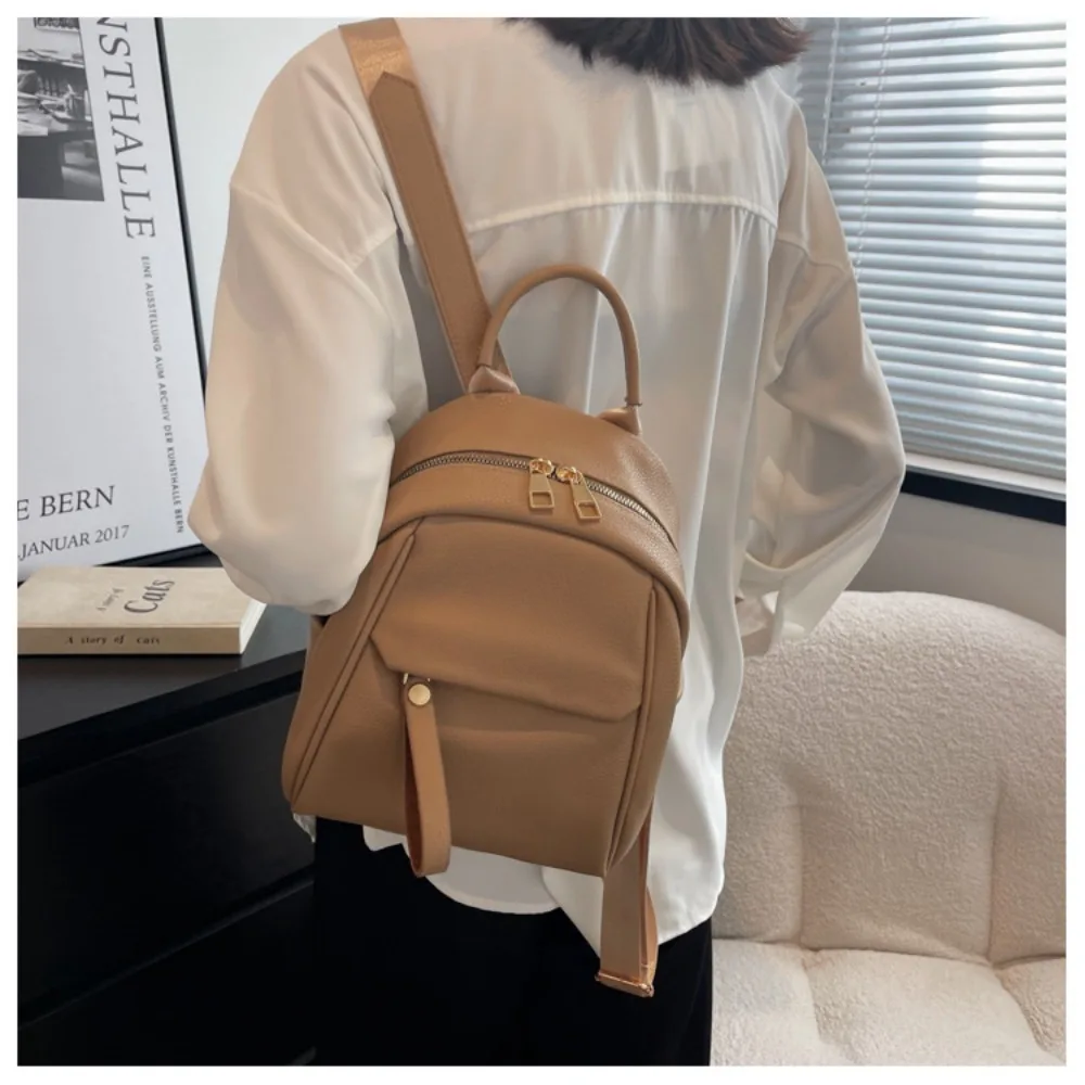 حقيبة ظهر ناعمة جديدة ذات سعة كبيرة متعددة الوظائف حقيبة مدرسية من جلد البولي يوريثان حقيبة يد كاجوال للنساء