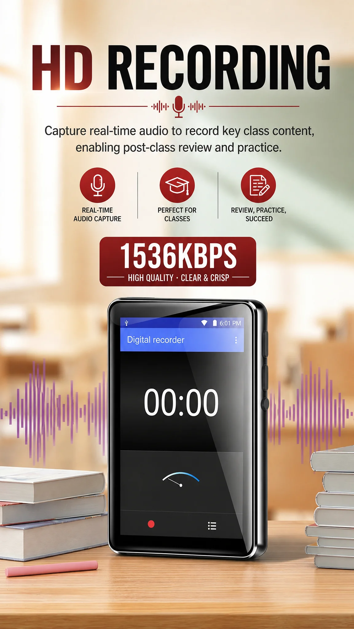 Mini MP3-Player Android 2,8'' IPS Touchscreen 8-Kern 2GB 16GB 256GB TF WLAN Bluetooth MP4 Online-Musikwiedergabe Aufnahme Wecker für Schüler – Detail 7