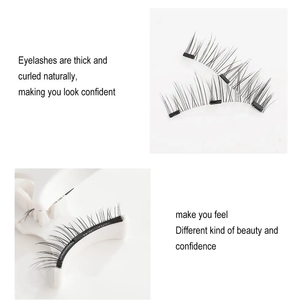 1pair Magnetic False Eyelashes with Tweezers 3D Natural Effect Reusable Lashes Strong Hold No Glue Needed Easy to Apply Makeup