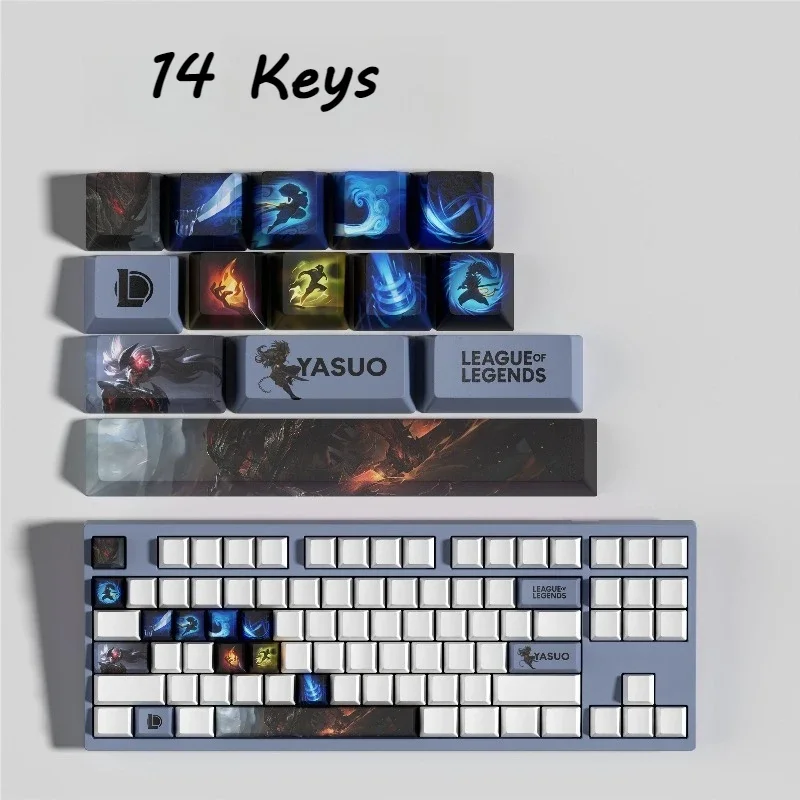 

Механическая клавиатура Yasuo, мини-набор, аксессуары для игровой клавиатуры с героями мультфильмов аниме, совместимые с несколькими раскладками 61/68/75