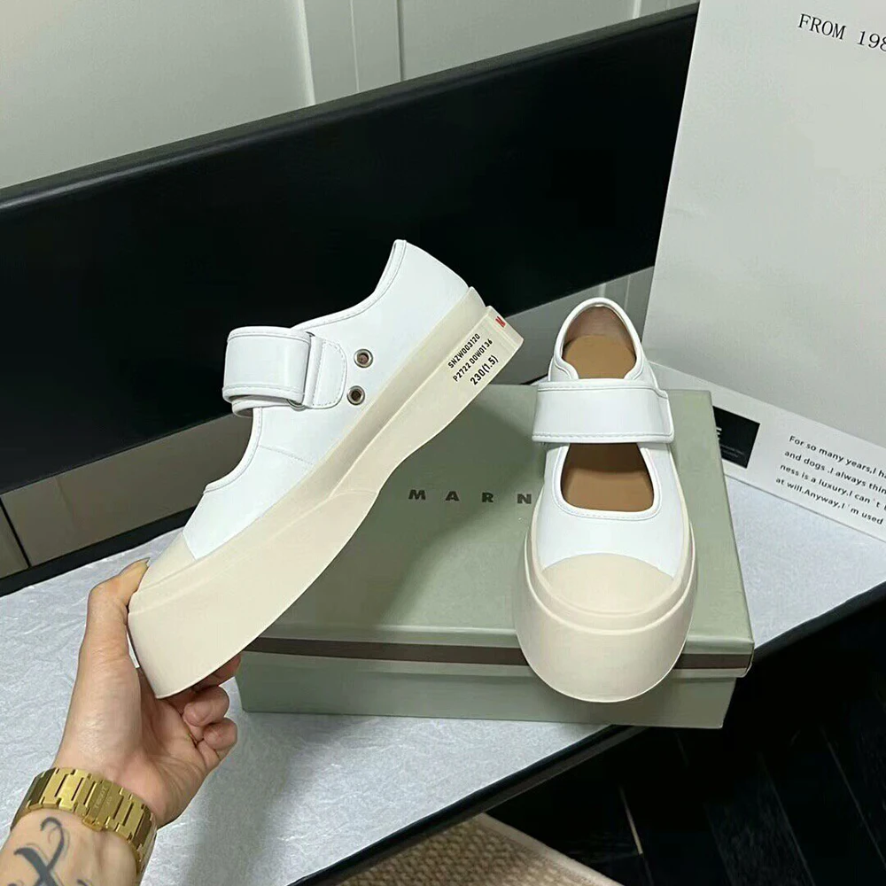 

Женские джинсовые кеды Mary Jane на толстой подошве с липучкой, новинка Весна-Лето 2026, модель Big Head Shoe