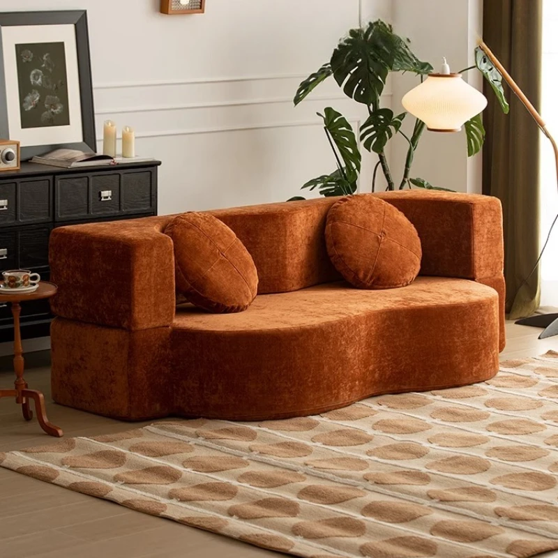 

Recliners Velvet Bed Sofa Yellow Floor Nordic Foldable Living Room Sofas Compressed Boneless Divano Sottovuoto Furniture Home