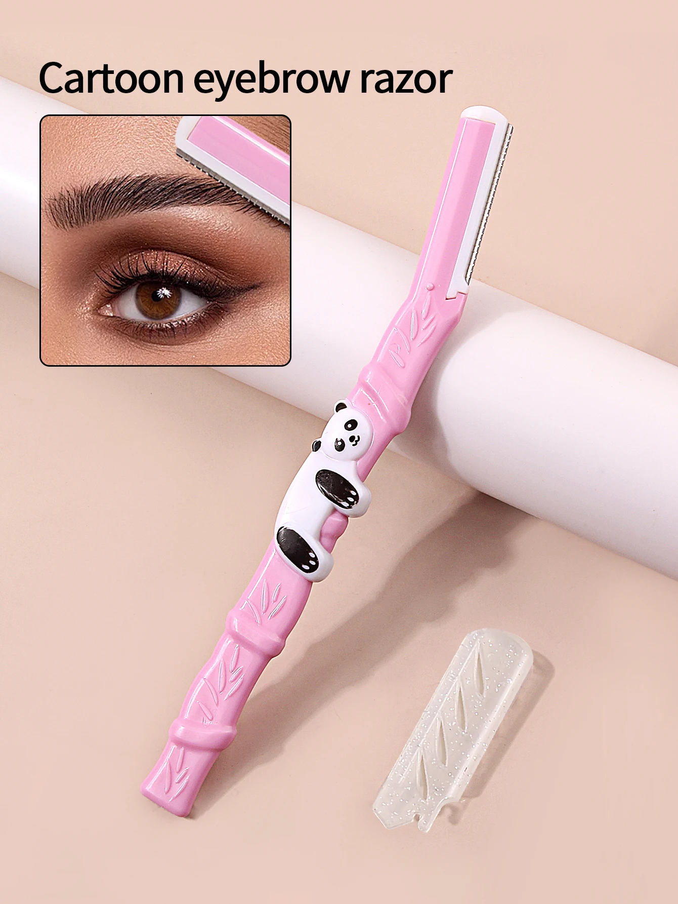 Stainless steel eyebrow shaver with handle Eyebrow Shaver beginners portable beauty tool with cover does not hurt the hand shave