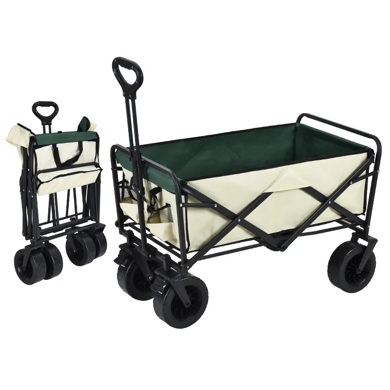 Folding Cart Portable Foldable Picnic Pull Cart Trolley with Wheels Offroad Large Flexible Trolley Load Bearing Storage Tools