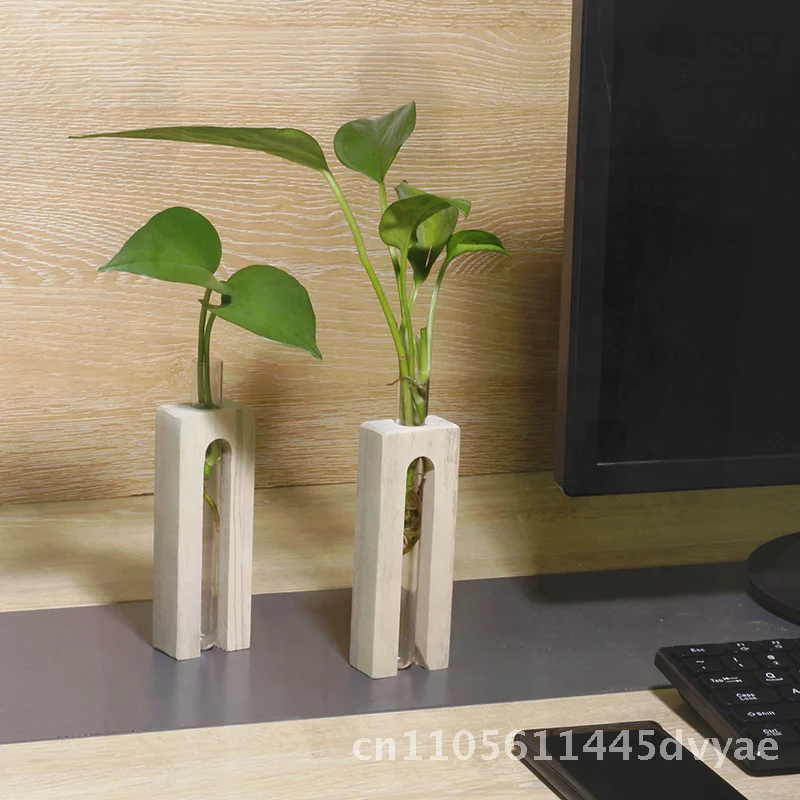 

Креативная настольная гидропонная ваза, пластиковая пробирка, цветочный горшок, небольшой поднос для рассады, зеленый контейнер для растений с деревянной опорой