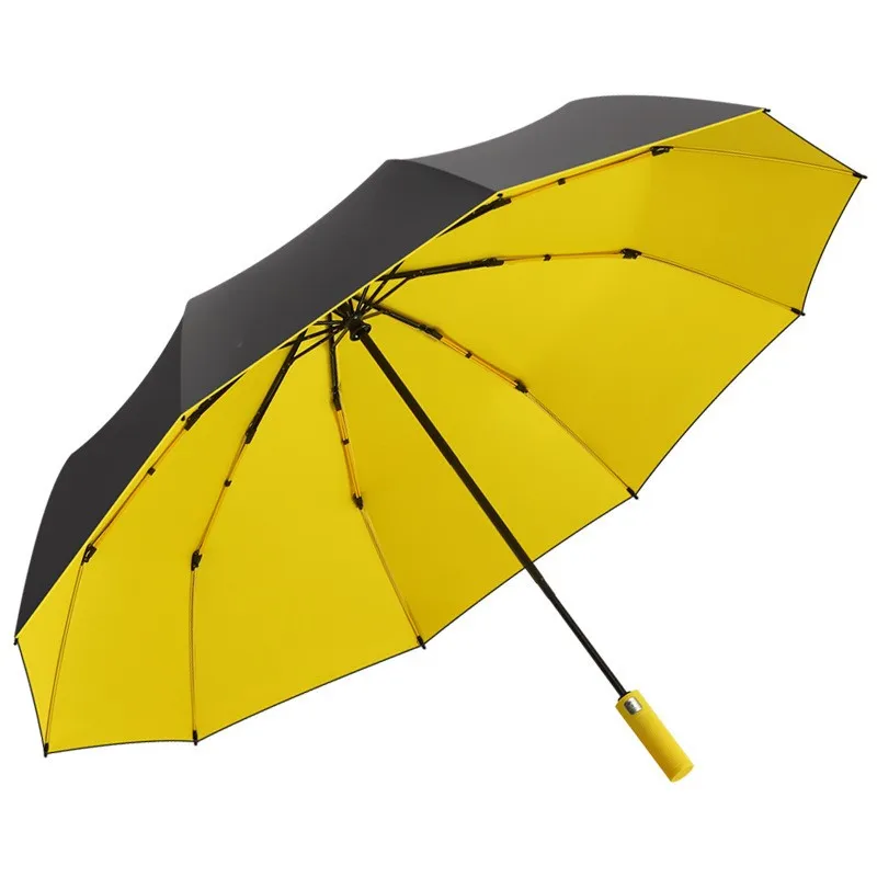Parasol męski 125 cm, potrójnie składany, dwuwarstwowy, z podwójnym kiellem, bardzo duży, chroniący przed słońcem, składany parasol przeciwdeszczowy do codziennego użytku na zewnątrz. — 2