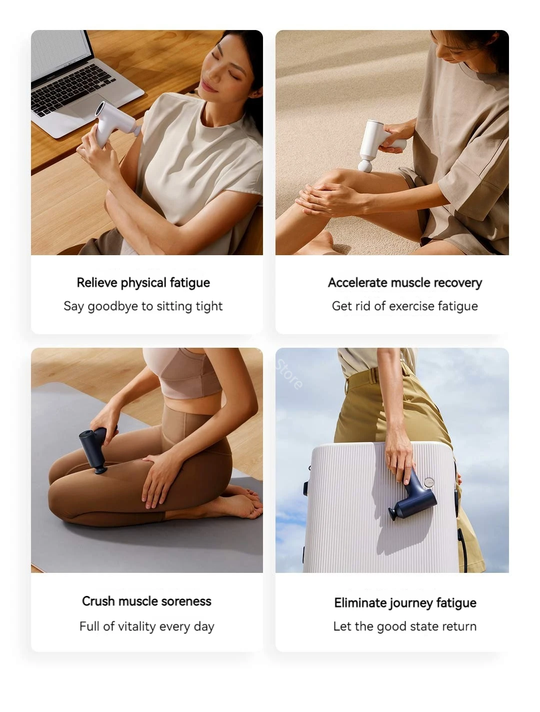 Mini Fascia Gun 2 Muscle Massage Gun 2450mAh 3 Massage Head 18KG Thrust Shoulder Neck Relax Indicator Light Massage